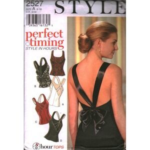 Style 2527 Sewing Pattern Misses Evening Tops V-Back Bow Halter Size 6-16 cut